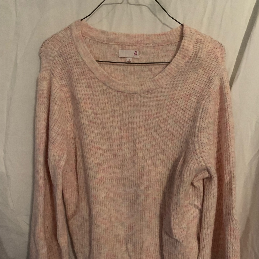 Cute pink with multicolored sweater.